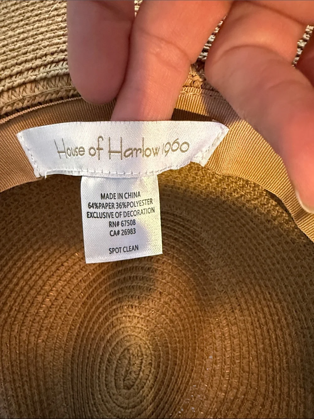 House of Harlow 1960 Tan Braided Wide Brim Sun Hat